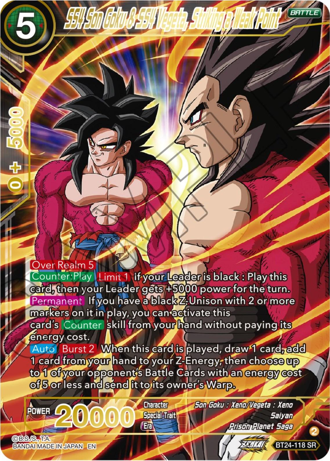 SS4 Son Goku & SS4 Vegeta, Striking a Weak Point BT24-118 Dragon Ball Super Beyond Generations