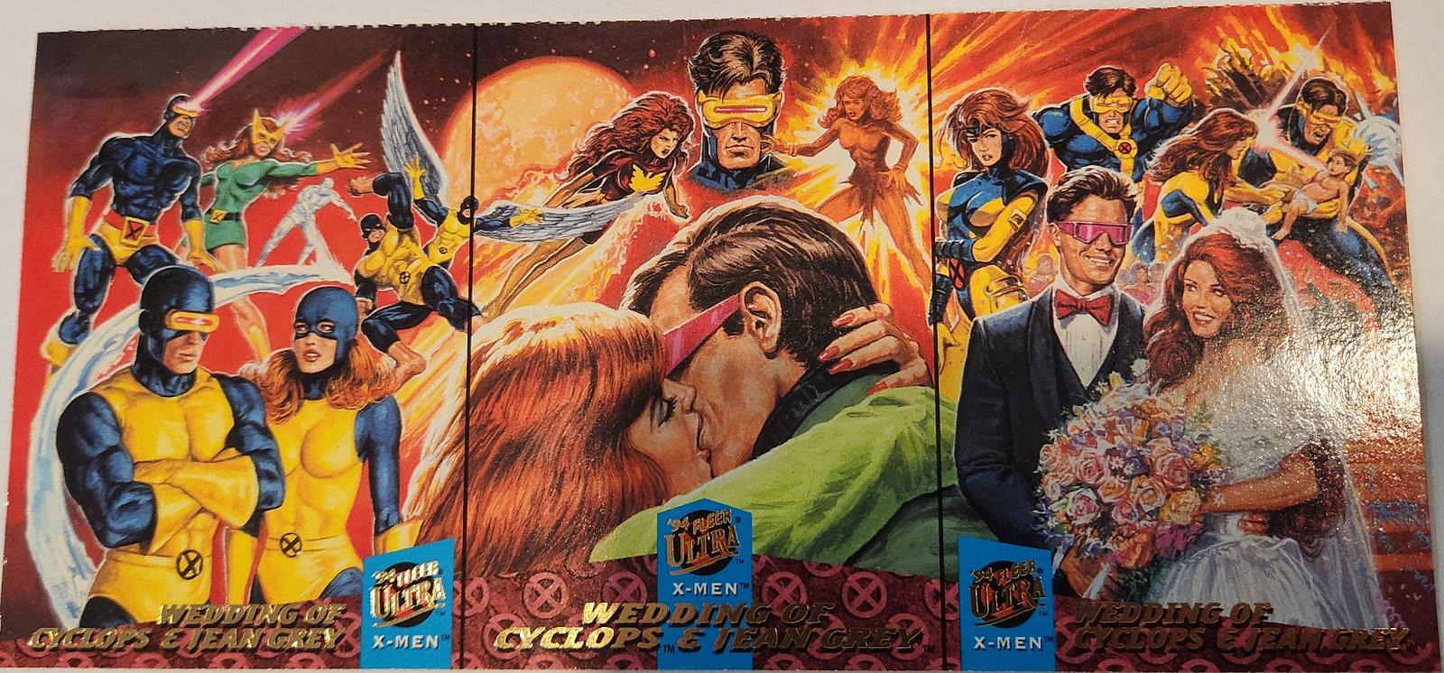 3-Card Triptych Panels [Wedding Of Cyclops & Jean Grey] Promo Marvel 1994 Ultra X-Men Team Triptych