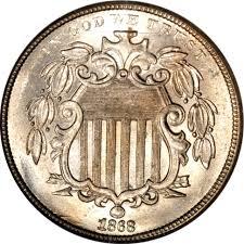 1868 [DOUBLE DIE] Coins Shield Nickel