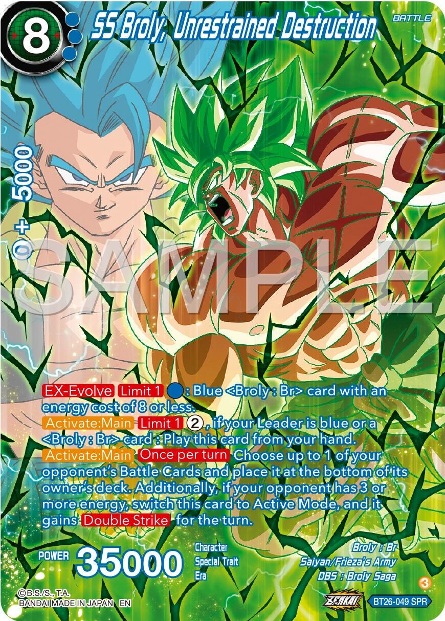 SS Broly, Unrestrained Destruction [SPR] BT26-049 Dragon Ball Super Ultimate Advent