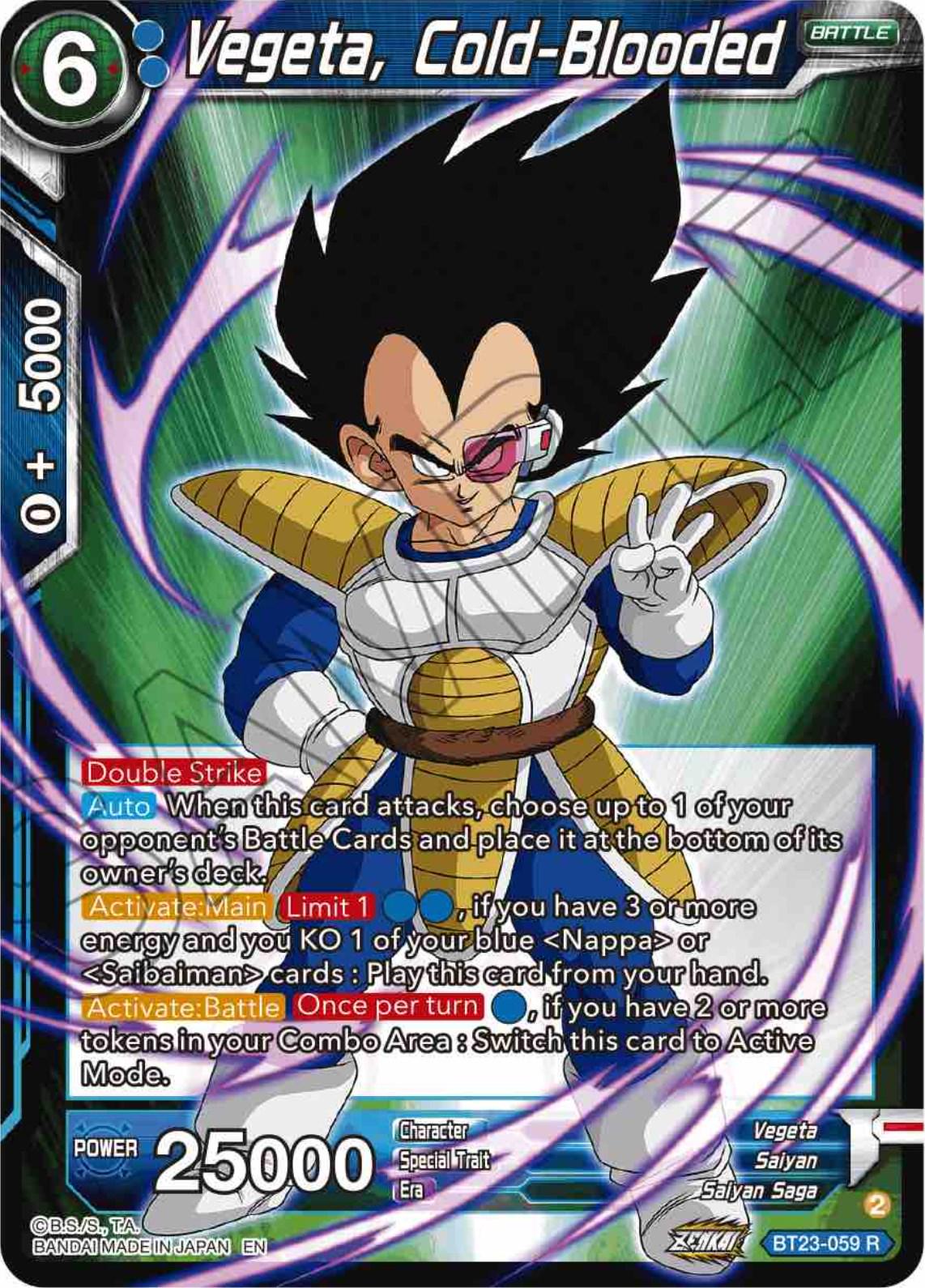 Vegeta, Cold-Blooded BT23-059 Dragon Ball Super Perfect Combination