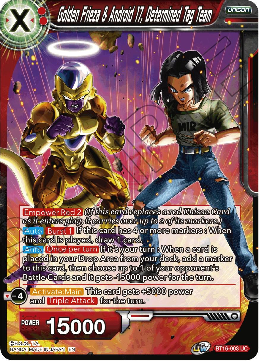 Golden Frieza & Android 17, Determined Tag Team BT16-003 Dragon Ball Super Realm of the Gods