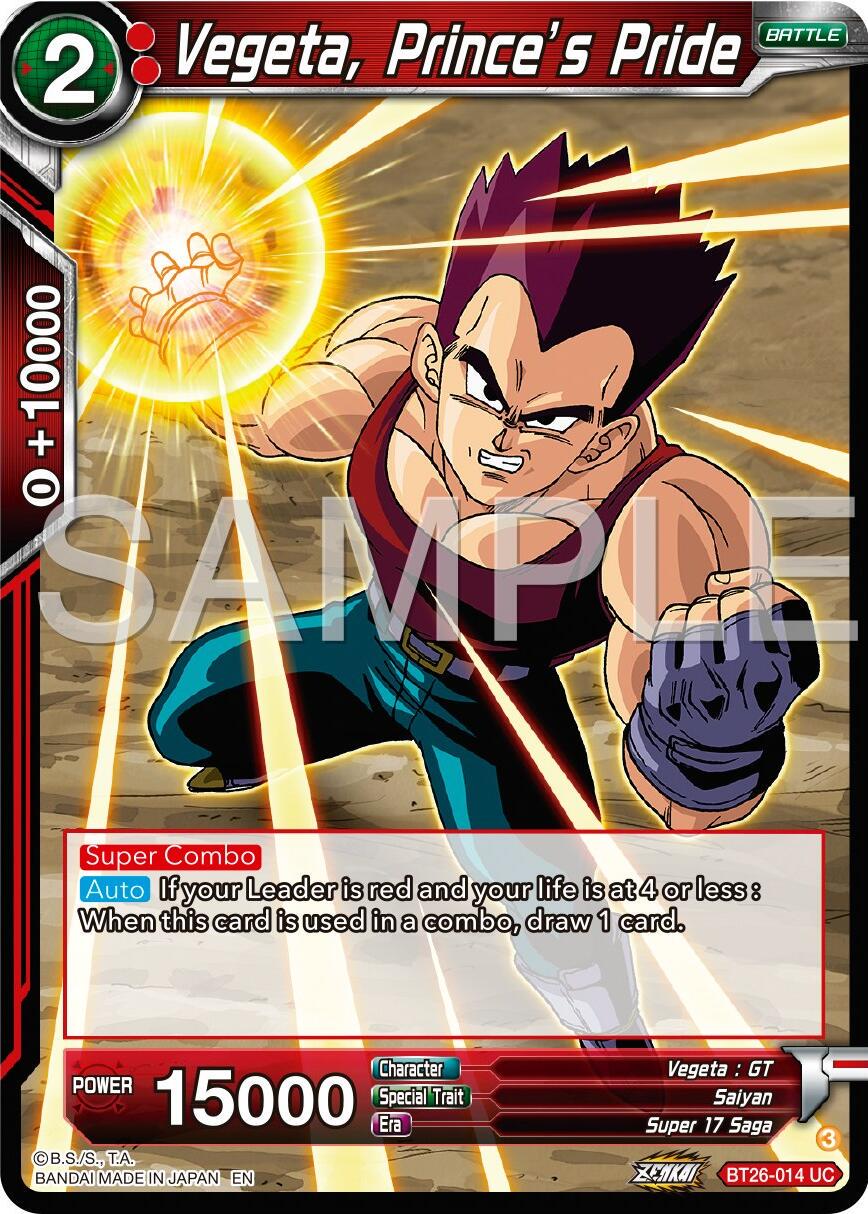 Vegeta, Prince's Pride BT26-014 Dragon Ball Super Ultimate Advent