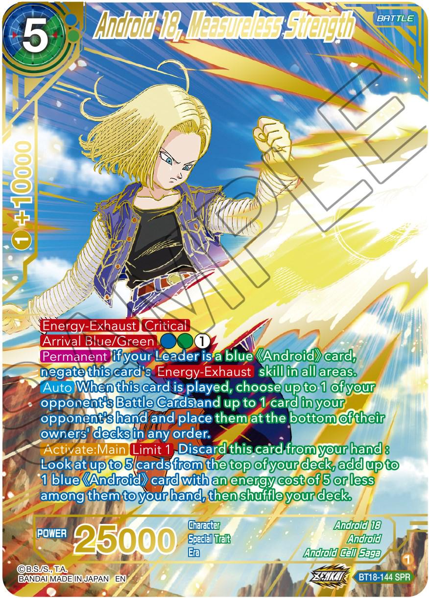 Android 18, Measureless Strength [SPR] BT18-144 Dragon Ball Super Dawn of the Z-Legends