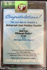 Oneil Cruz [Gold Refractor] #PA-ONC Baseball Cards 2022 Topps Pristine Autographs Prices