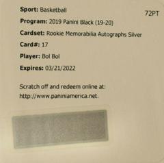 Bol Bol [Silver] Basketball Cards 2019 Panini Black Rookie Memorabilia Autographs Prices