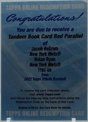 Jacob deGrom, Nolan Ryan [Red] #TTBC-DR Baseball Cards 2022 Topps Tribute Tandems Autograph Book Prices