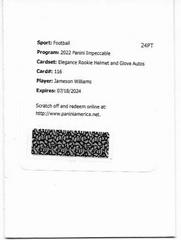 Jameson Williams [Helmet Glove Autograph] #116 Football Cards 2022 Panini Impeccable Prices