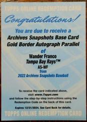 Wander Franco [Gold] #AS-WF Baseball Cards 2022 Topps Archives Snapshots Autographs Prices