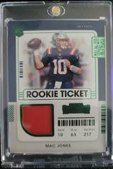 Mac Jones blue jersey #RSV-MJO Football Cards 2021 Panini Contenders Rookie Ticket Swatches Prices