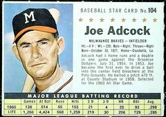 Joe Adcock [Perforated] #104 Baseball Cards 1961 Post Cereal Prices