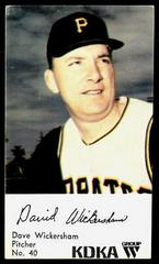 Dave Wickersham Baseball Cards 1968 KDKA Pittsburgh Pirates Prices