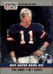 Phil Simms #21 Football Cards 1990 Pro Set Super Bowl MVP Prices