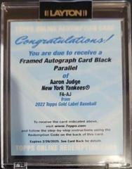 Aaron Judge Baseball Cards 2022 Topps Gold Label Framed Autographs Prices