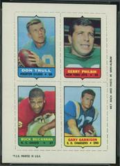 Don Trull, Gerry Philbin, Buck Buchanan, Gary Garrison Football Cards 1969 Topps Four in One Prices