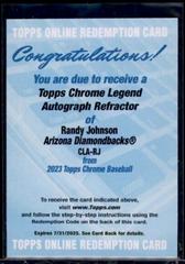 Randy Johnson #CLA-RJ Baseball Cards 2023 Topps Chrome Legends Autograph Refractors Prices