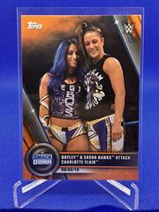 Bayley & Sasha Banks Attack Charlotte Flair [Orange] #77 Wrestling Cards 2020 Topps WWE Women's Division Prices