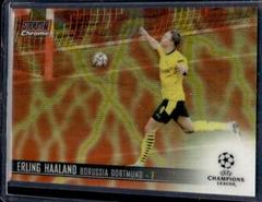 Erling Haaland [Orange Refractor] Soccer Cards 2020 Stadium Club Chrome UEFA Champions League Prices