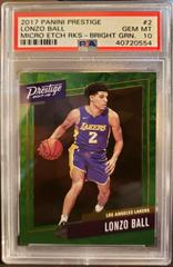 Lonzo Ball [Bright Green] #2 Basketball Cards 2017 Panini Prestige Micro Etch Rookies Prices