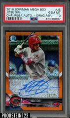 Jose Siri [Orange Refractor] #JS Baseball Cards 2018 Bowman Mega Box Chrome Autographs Prices
