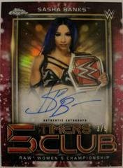 Sasha Banks [Red Refractor] #5TA-SB Wrestling Cards 2021 Topps Chrome WWE 5 Timers Club Autographs Prices
