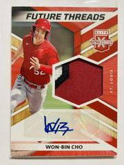 Won Bin Cho [Red] #FTS-WC Baseball Cards 2022 Panini Elite Extra Edition Future Threads Signatures Prices