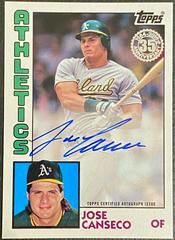 Jose Canseco #JCA Baseball Cards 2019 Topps Update 1984 Baseball Autographs Prices