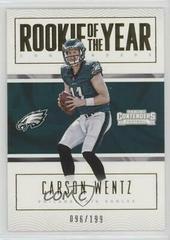Carson Wentz [Gold] Football Cards 2016 Panini Contenders Rookie of the Year Prices