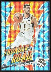 Tyrese Haliburton [Reactive Blue] #3 Basketball Cards 2022 Panini Mosaic Thunder Road Prices