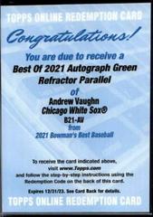 Andrew Vaughn [Green Refractor] #B21-AV Baseball Cards 2021 Bowman’s Best of 2021 Autographs Prices