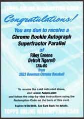 Riley Greene [Superfractor] #CRA-RG Baseball Cards 2023 Bowman Chrome Rookie Autographs Prices