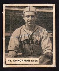 Norman Kies #120 Baseball Cards 1936 World Wide Gum Prices