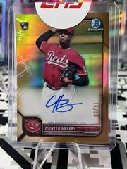 Hunter Greene [Gold Refractor] #CRA-HG Baseball Cards 2022 Bowman Chrome Rookie Autographs Prices