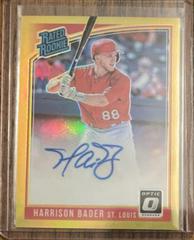 Harrison Bader [Gold] Baseball Cards 2018 Panini Donruss Optic Rated Rookie Signatures Prices