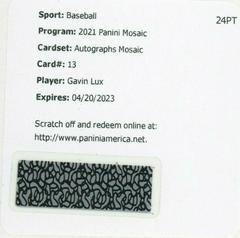 Gavin Lux #AM-GL Baseball Cards 2021 Panini Mosaic Autographs Prices