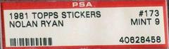 Nolan Ryan #173 Baseball Cards 1981 Topps Stickers Prices