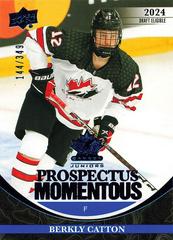 Berkly Catton [Blue] #PM-46 Hockey Cards 2023 Upper Deck Team Canada Juniors Prospectus Momentous Prices