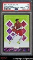 Trae Young [Green] #8 Basketball Cards 2018 Panini Status Rookie Credentials Prices