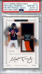 Mitchell Trubisky [Helmet, Patch Autograph] Football Cards 2017 Panini Impeccable Prices