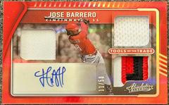 Jose Barrero [Spectrum Red] Baseball Cards 2022 Panini Absolute Tools of the Trade 3 Swatch Signatures Prices