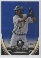 Gregory Polanco [Blue Refractor] Baseball Cards 2013 Bowman Platinum Chrome Prospects Prices