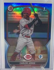 Carlos Jorge [Blue] Baseball Cards 2023 Bowman 1st Edition Prices