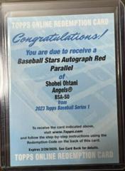 Shohei Ohtani [Red] #BSA-SO Baseball Cards 2023 Topps Series 1 Stars Autographs Prices