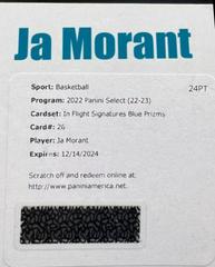 Ja Morant [Blue] #IFS- Basketball Cards 2022 Panini Select In Flight Signatures Prices