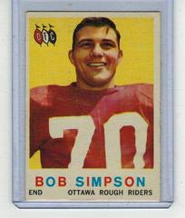 Bob Simpson #54 Football Cards 1959 Topps CFL Prices
