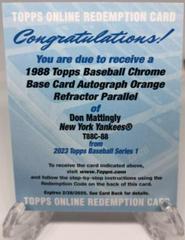 Don Mattingly [Autograph Orange] #T88C-88 Baseball Cards 2023 Topps Silver Pack 1988 Chrome Prices
