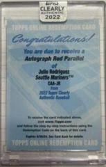 Julio Rodriguez [Red] #CAA-JR Baseball Cards 2022 Topps Clearly Authentic Autographs Prices