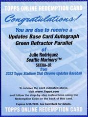 Julio Rodriguez [Green] #SCCUA-JR Baseball Cards 2022 Stadium Club Chrome Autographs Prices