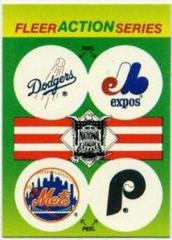 Dodgers, Expos, Mets, Phillies Baseball Cards 1990 Fleer Action Series Stickers Prices