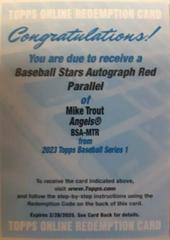 Mike Trout [Red] #BSA-MTR Baseball Cards 2023 Topps Series 1 Stars Autographs Prices